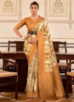 Soft Nylon Mustard Party Wear Printed Saree